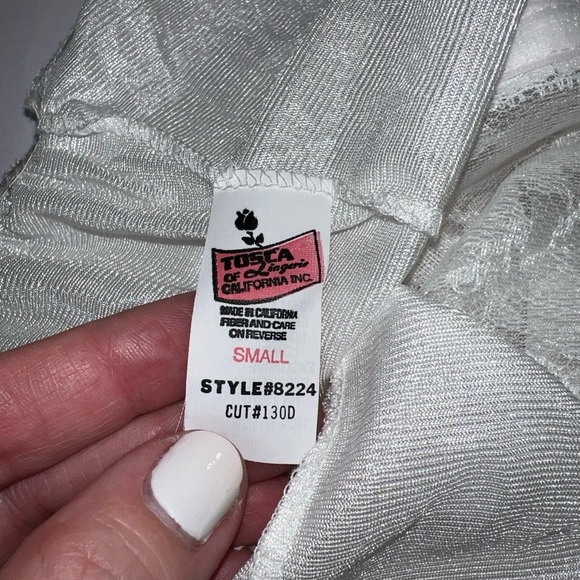 VTG  Tosca of California Pink Rose Satin Lace Teddy Bodysuit Small Snap Bottom - Picture 9 of 15